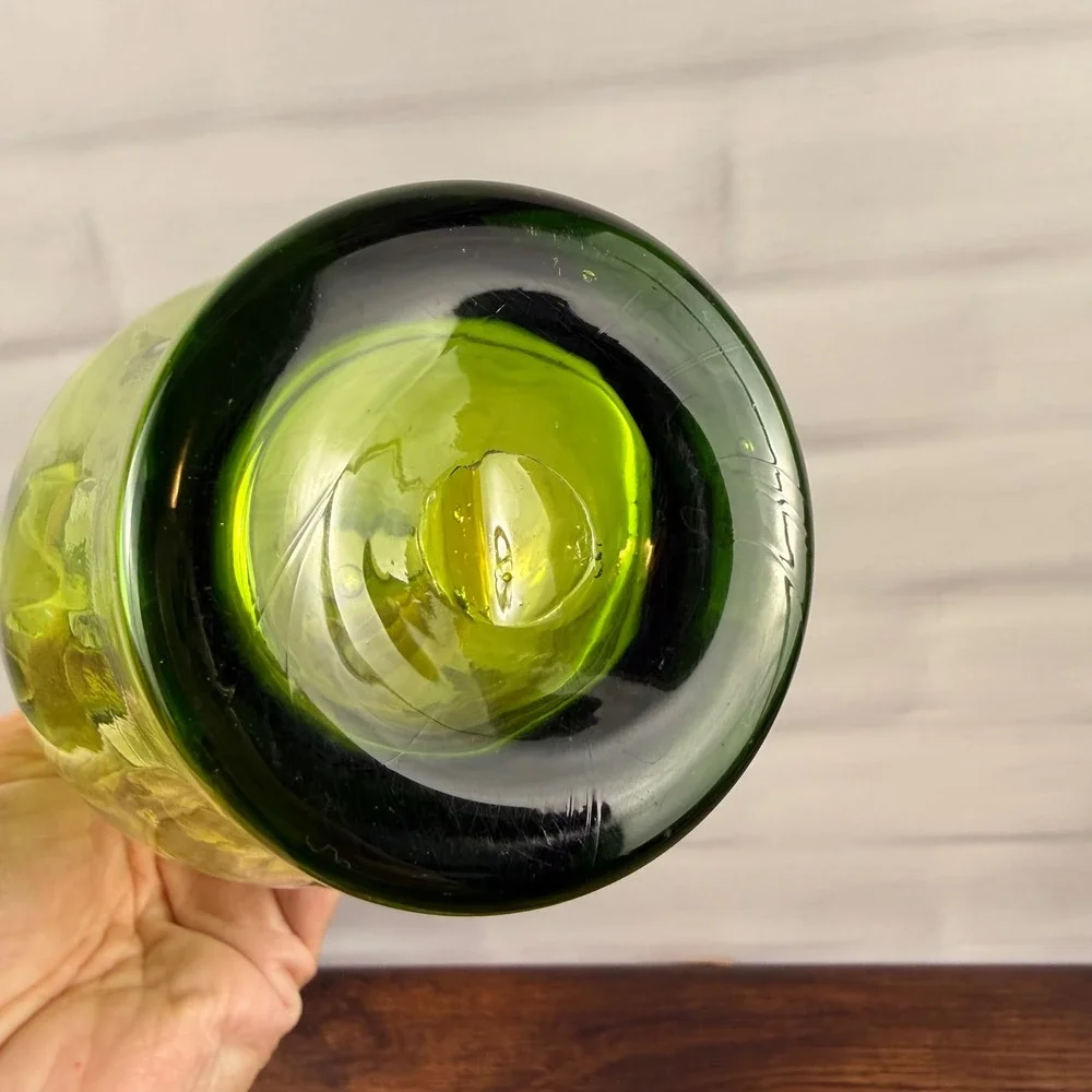 Blenko 64D Olive Green Glass Vase Joel Myers Mid Century